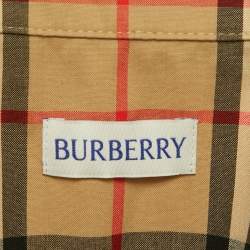 Pre Owned Burberry Beige Vintage Check Print Cotton Wrap Around Mini Dress S