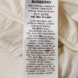Pre Owned Burberry Ivory Logo Embroidered Silk Blend Sweatshirt XS