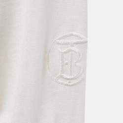 Pre Owned Burberry Ivory Logo Embroidered Silk Blend Sweatshirt XS