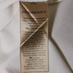 Pre Owned Burberry White Cotton Pique Polo T-Shirt S