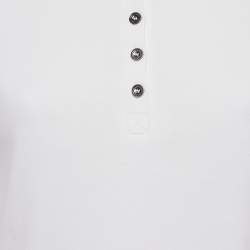 Pre Owned Burberry White Cotton Pique Polo T-Shirt S