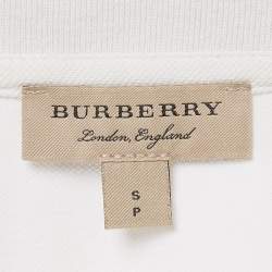 Pre Owned Burberry White Cotton Pique Polo T-Shirt S