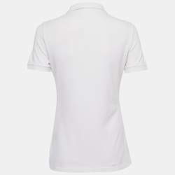 Pre Owned Burberry White Cotton Pique Polo T-Shirt S