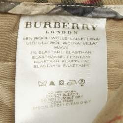 مملوكة مسبقًا Burberry Beige Check Print Wool Wide Leg Trousers S