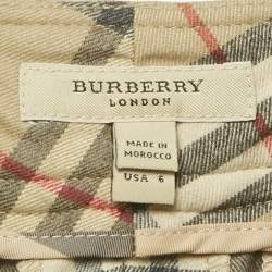 مملوكة مسبقًا Burberry Beige Check Print Wool Wide Leg Trousers S