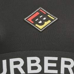 Pre Owned Burberry Black Logo Patch Jersey Sports Bra XS
