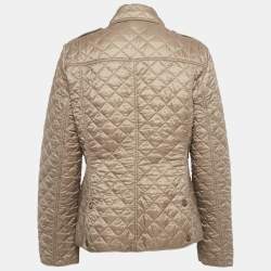 Pre Owned Burberry Light Brown Nylon Quilted Long Sleeve Jacket L