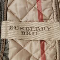 Pre Owned Burberry Light Brown Nylon Quilted Long Sleeve Jacket L