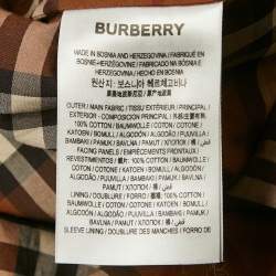 Pre Owned Burberry Black Checkered Print Collar Detail Cotton Sandridge Trench Coat L