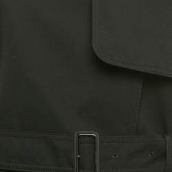 Pre Owned Burberry Black Checkered Print Collar Detail Cotton Sandridge Trench Coat L