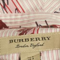 Pre Owned Burberry Pink Scribble Printed Cotton Belted Shirt Dress S
