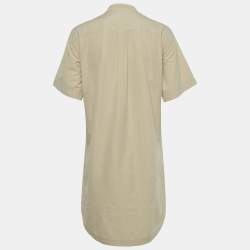 Pre Owned Burberry Beige Cotton Monogram Embroidered Cotton Abbie Mini Dress XS