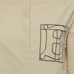 Pre Owned Burberry Beige Cotton Monogram Embroidered Cotton Abbie Mini Dress XS