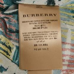 Pre Owned Burberry Green Reclining Figures Silk Trench Midi Dress S