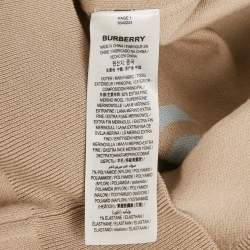 Pre Owned Burberry Beige Logo Print Wool Crewneck Sweater S