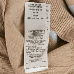 Pre Owned Burberry Beige Logo Print Wool Crewneck Sweater S