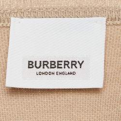 Pre Owned Burberry Beige Logo Print Wool Crewneck Sweater S