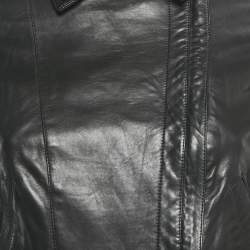Pre Owned Burberry Black Leather Biker Jacket S