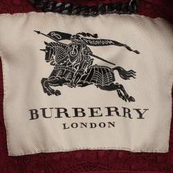 Pre Owned Burberry Burgundy Lace Double Breasted Belted Trench Coat L