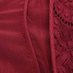 Pre Owned Burberry Burgundy Lace Double Breasted Belted Trench Coat L