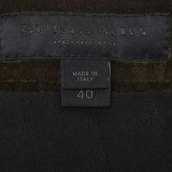 Pre Owned Burberry Green Velvet Ruffle Pencil Skirt S
