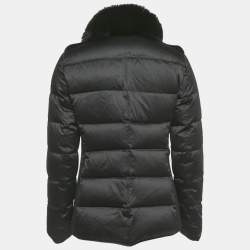 Pre Owned Burberry London Real Fur Trim Nylon Down Jacket S