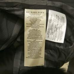 Pre Owned Burberry London Real Fur Trim Nylon Down Jacket S