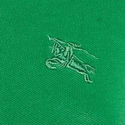Pre Owned Burberry Green Pique Puff Sleeve Polo T-Shirt S
