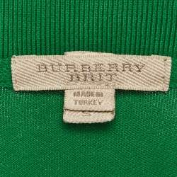 Pre Owned Burberry Green Pique Puff Sleeve Polo T-Shirt S