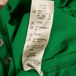 Pre Owned Burberry Green Pique Puff Sleeve Polo T-Shirt S