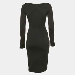 Pre Owned Burberry Black Stretch Knit Flared Mini Dress XS
