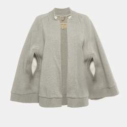 Pre Owned Burberry Grey Cotton Fish Applique Cape Jacket S