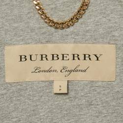 Pre Owned Burberry Grey Cotton Fish Applique Cape Jacket S