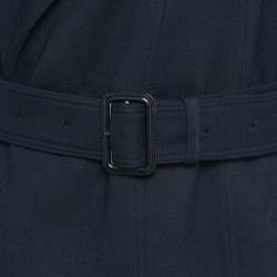 مملوكة مسبقًا Burberry Navy Blue Crepe & Wool Mid Length Coat M