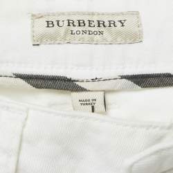 Pre Owned Burberry White Denim Flare Leg Jeans M/Waist 29"