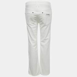 Pre Owned Burberry White Denim Flare Leg Jeans M/Waist 29"