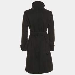 مملوكة مسبقًا Burberry Black Wool Felt Belted Mid-Length Coat M