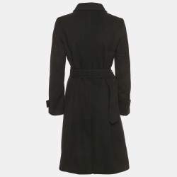 مملوكة مسبقًا Burberry Black Wool Felt Belted Mid-Length Coat M