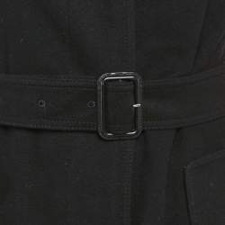 مملوكة مسبقًا Burberry Black Wool Felt Belted Mid-Length Coat M