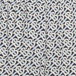 مملوكة مسبقًا بنطلون بربري واسع الساق حرير بطبعة مونوغرام أزرق مقاس صغير (سمول)