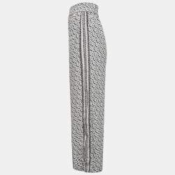 مملوكة مسبقًا بنطلون بربري واسع الساق حرير بطبعة مونوغرام أزرق مقاس صغير (سمول)