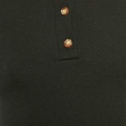 Pre Owned Burberry Black Checks Trims Stretch Knit Polo T-Shirt XXS