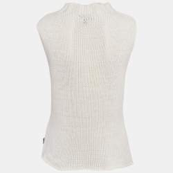 مملوكة مسبقًا Burberry White Cotton Knit Sleeveless Top M