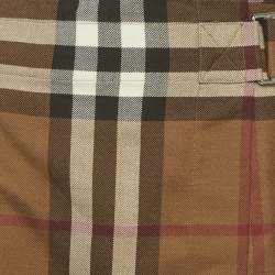 مملوكة مسبقًا تنورة ميني بريري بربري كارو بني صوف بعقدة مقاس صغير