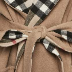 مملوكة مسبقًا معطف بربري بني بغطاء رأس من اللباد الصوفي كبير