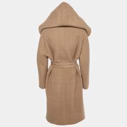 مملوكة مسبقًا معطف بربري بني بغطاء رأس من اللباد الصوفي كبير