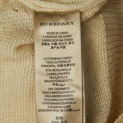 Pre Owned Burberry Cream Collar Embellished Wool Blend Jumper S