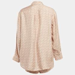 مملوكة مسبقًا معطف وقميص بربري حرير بتصميم حرف واحد وردي مقاس متوسط (ميديوم)