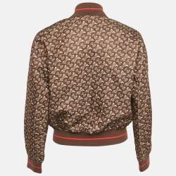 مملوكة مسبقًا Burberry Brown Monogram Print Synthetic Bomber Jacket XS