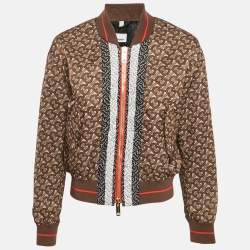 مملوكة مسبقًا Burberry Brown Monogram Print Synthetic Bomber Jacket XS